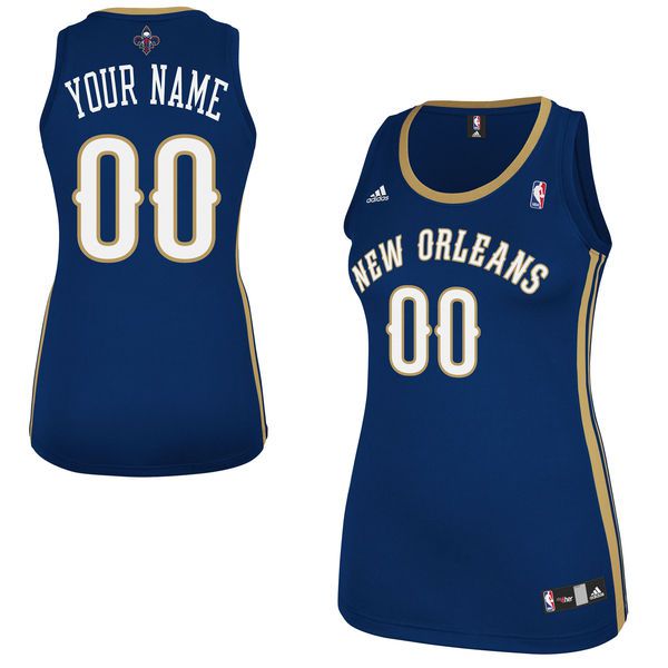 Adidas New Orleans Pelicans Women Custom Replica Road Navy Blue NBA Jersey->customized nba jersey->Custom Jersey